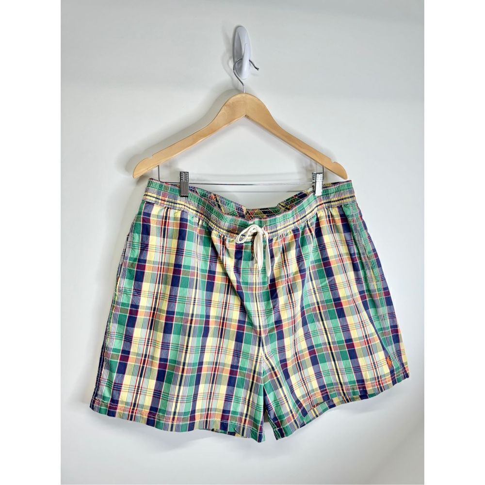Polo‎ Ralph Lauren Swimwear Mens XXL Plaid Multicolor Drawstring Trunks